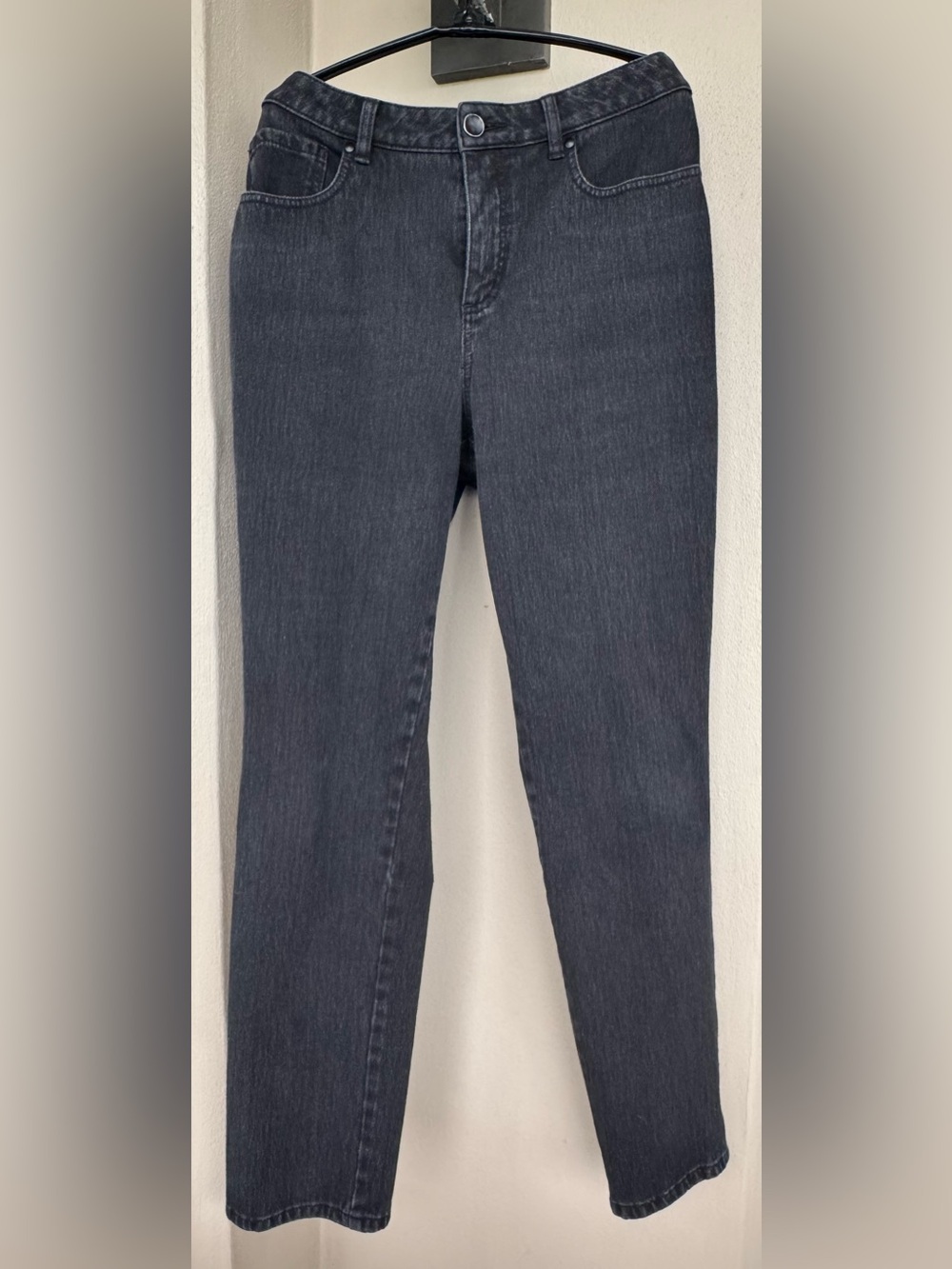 Coldwater Creek Natural Fit Faded Black Denim Jeans High Rise Stretch 5Pocket 14